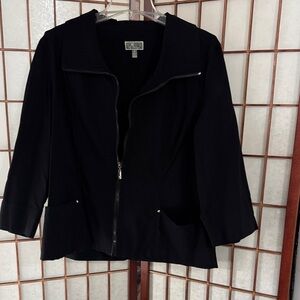 JM Collection Women's Elegant Black Zip-Up Blazer PTP 21 inches